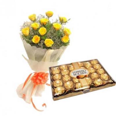 Ferrero Rocher With Yellow Roses Ferrero Rocher With Yellow Roses
