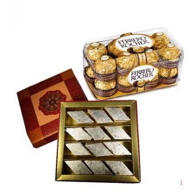 Kaju Burfi With Ferrero Rocher Kaju Burfi With Ferrero Rocher