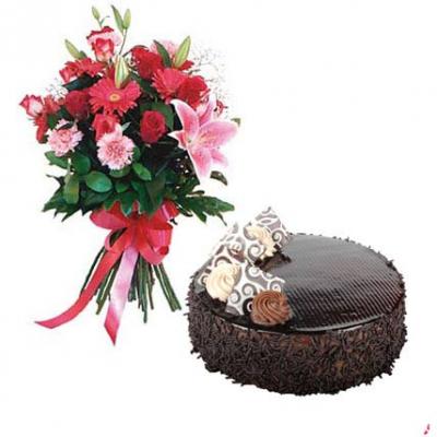 Mix Flowers With Chocolate Cake Mix Flowers With Chocolate Cake
