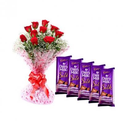 Red Roses With Dairy Milk Silk Red Roses With Dairy Milk Silk