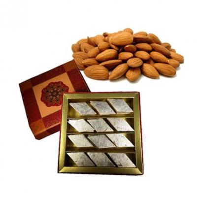 Kaju Burfi With Almonds Kaju Burfi With Almonds