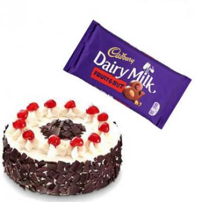 Black Forest Cake With Cadbury Dairy Milk Fruit & Nut Black Forest Cake With Cadbury Dairy Milk Fruit & Nut