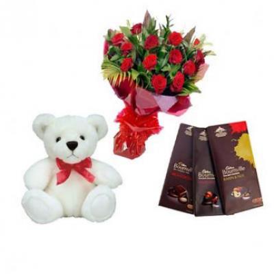 Roses, Teddy With Bournville Roses, Teddy With Bournville